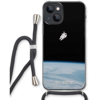 Afbeelding van Case Company® hoesje met Koord geschikt voor iPhone 13 Alone in Space Telefoonhoesje Zwart Extra Bescherming aan alle Kanten en Over de Schermrand