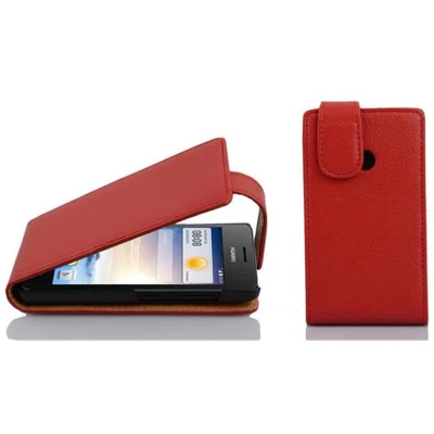 Afbeelding van Cadorabo Hoesje geschikt voor Huawei ASCEND G330 in INFERNO ROOD Beschermhoes flip design Case Cover van getextureerd imitatieleer
