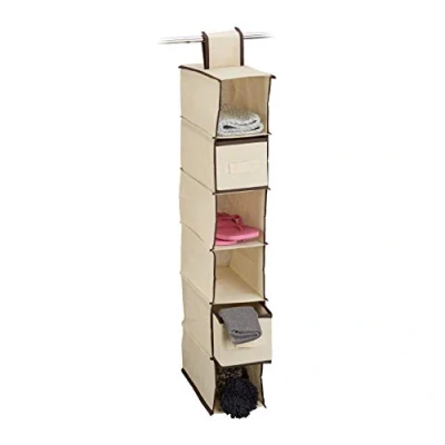 Afbeelding van relaxdays hangende organizer stof opberger 6 vakken schoenenopberger beige