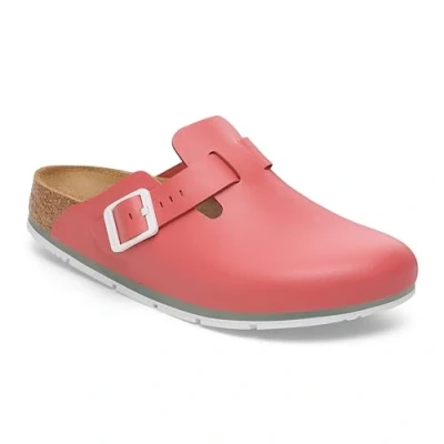 Afbeelding van BIRKENSTOCK Boston Pro leren klompen: gecertificeerde professionele schoenen voor medicijnen, horeca en service, Mars Rood