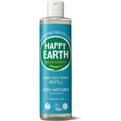 Afbeelding van 1+1 gratis: Happy Earth 100% Natuurlijke Deo Spray Navulling Cedar Lime 300 ml