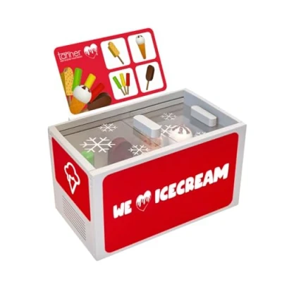 Afbeelding van TANNER DER KLEINE KOFMANN Deco 0935.4 IJsemmer van hout, met verschillende soorten ijs, accessoires voor winkels, design in levensmiddelenkwaliteit,