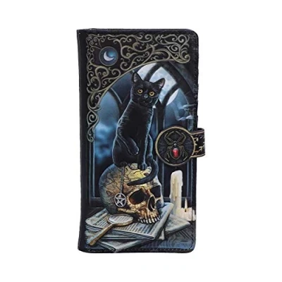 Afbeelding van Lisa Parker Spirits of Salem portemonnee van kunstleer met schedel in reliëf, 18,5 cm, zwart