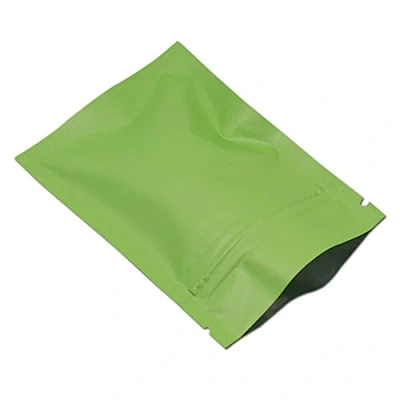 Afbeelding van Plastic zakjes met gripseal, 100 stuks, aluminiumfolie, gripsluiting, gemaakt van mylar, geschikt voor levensmiddelen, geurdicht, matgroen, 12 x 18 cm