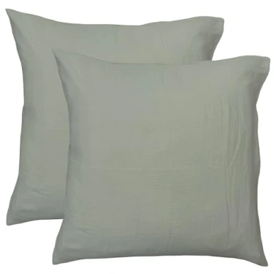 Afbeelding van Matt &amp; Rose Set Kussenslopen Mosgroen (2x) 65 x cm Mousseline Katoen