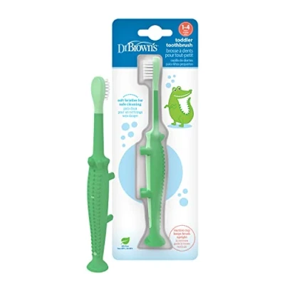 Afbeelding van Dr. Brown Dr Browns Tandenborstel Krokodil 1/4 jaar Groen/Blauw
