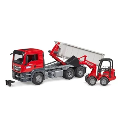 Image de Bruder 03767 Camion MAN TGS avec benne amovible et chargeur Schäffer