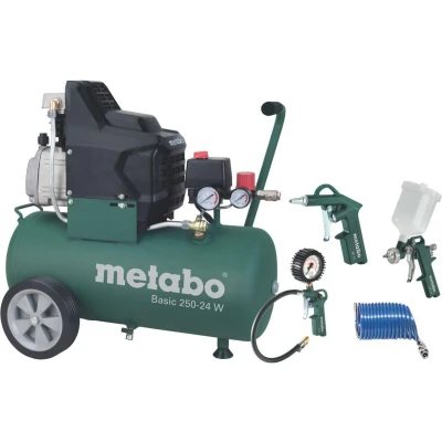 Afbeelding van Metabo Basic 250 50 W Compressor + LPZ 4 toebehorenset 1500W 8 bar 50L 95 l/min
