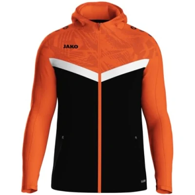 Afbeelding van Jako Iconic Jas Met Kap Kinderen Zwart / Fluo Oranje Maat: 140