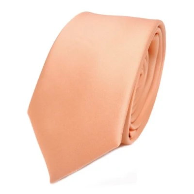Afbeelding van TigerTie Smalle satijnen stropdas in effen kleur verschillende kleuren, Zalm, oranje, lichtoranje, One Size