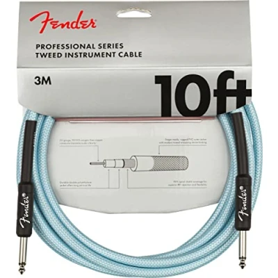 Image de Fender Professional Series Tweed Instrument Cable, 10&#039;, Daphne Blue