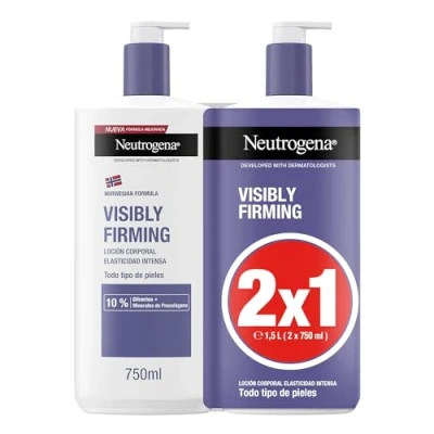 Afbeelding van Neutrogena Noorse formule zichtbaar verstevigende lotion (2 x 750 ml), hydraterende bodylotion voor alle huidtypes, met glycerine en mineralen