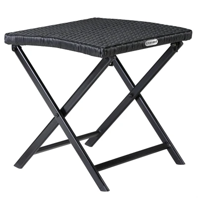 Afbeelding van Casaria Polyrotan Vouwkruk 40x40x40cm Belastbaar tot 110kg Zwart