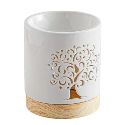 Afbeelding van Zen&#039;Aroma Ceramy Life Tree Geurbrander, smeltende was, handgemaakt, geluksbrenger, eenvoudige aromatherapie, geurdiffuser, symbolisch cadeau, 50 ml, H 10,5 cm, aroma