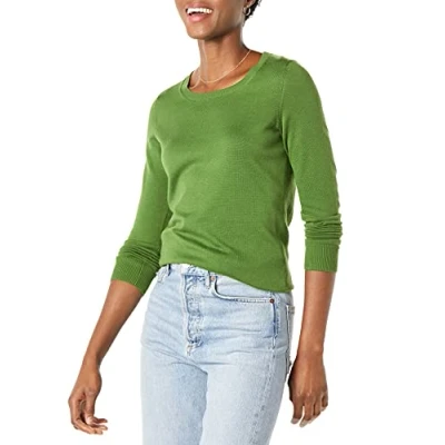 Image de Amazon Essentials Chandail léger à manches longues et encolure ras du cou pour femme (disponible en grande taille), vert, taille