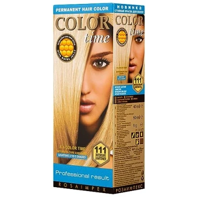 Afbeelding van Color Time Permanente Haarkleur Gel Verrijkt met Royal Jelly en Vitamine C Haarkleuring Kleur 111 Ontkleuringsmiddel 100 ML