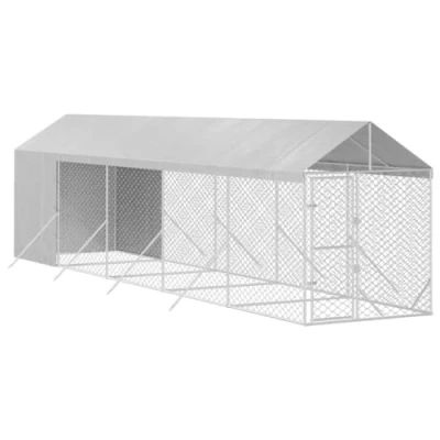 Afbeelding van vidaXL Hondenkennel met dak 2x10x2,5 m gegalvaniseerd staal zilver