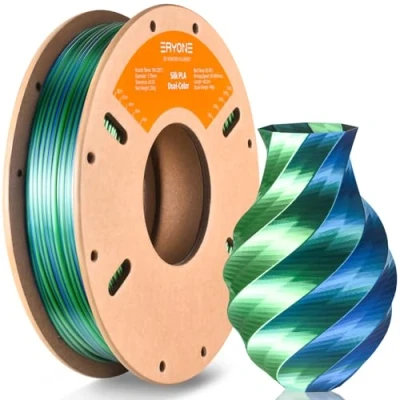 Afbeelding van ERYONE Dual tweekleurig PLA filament 1,75 mm, 3D printerfilament, 250 g spoel, +/ 0,03 zijdeblauw en groen