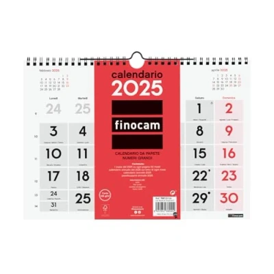 Afbeelding van Finocam Neutrale wandkalender met grote cijfers 2025, maandelijkse lay out, januari 2025 december (12 maanden) Italiaans