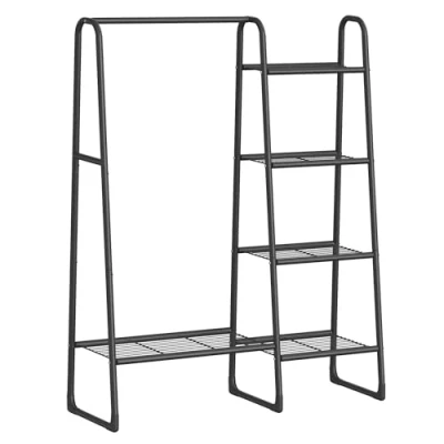 Afbeelding van SONGMICS Kledingrek, kledingkast, 5 planken, metalen frame, 40 x 101,7 153,3 cm, voor slaapkamer, woonkamer, entree, inktzwart HSR138B01