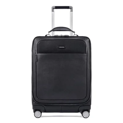 Afbeelding van PIQUADRO Leren Modus Special Slim Cabin Trolley Black Zwart 56cm