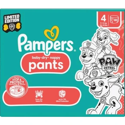 Afbeelding van Pampers Baby Pants Dry Maat 4 Maxi (9 15 kg) Limited Edition Paw Patrol, Maandbox, 180 luierbroekjes