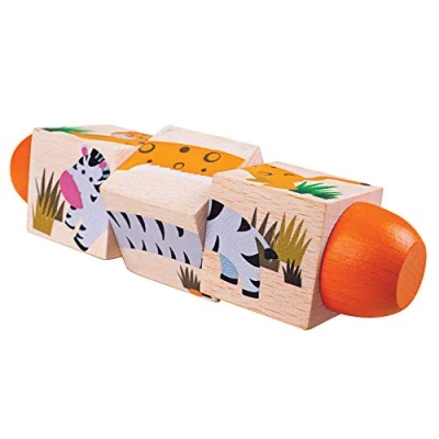 Afbeelding van Bigjigs Jungle Twist Blocks 6 Houten speelgoed voor kinderen, Maat: One Size, Multicoloured