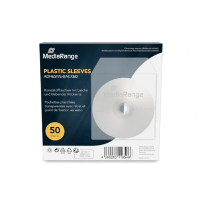 Afbeelding van MediaRange CD/DVD Plastic Hoesjes Venster Plakstrip op Flap en Rugzijde 50 Stuks