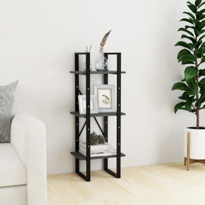 Afbeelding van Boekenkast met 3 schappen 40x30x105 cm massief grenenhout grijs