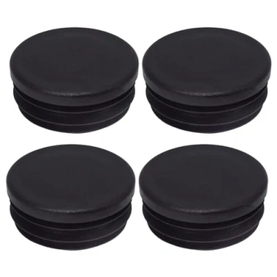 Afbeelding van SKIR&#039;CO Set van 4 ronde buisinzetstukken 50 mm, zwarte kunststof hekpaalstoppen, buisstoppers, zwart RAL 9005