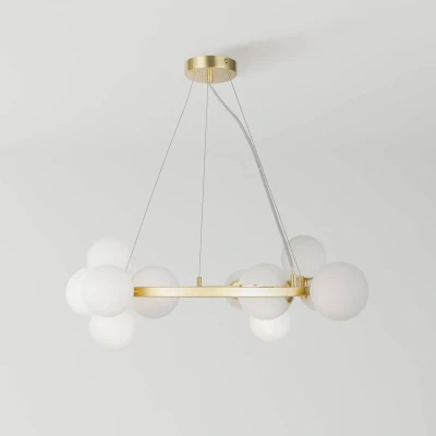 Afbeelding van Maytoni hanglamp Dallas, 11 lamps, goudkleurig/wit