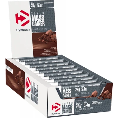 Afbeelding van Dymatize Super Mass Gainer Bar Eiwitreep Protein 1 box (10 eiwitrepen) Deluxe Chocolade