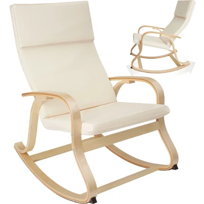 Afbeelding van tectake Schommelstoel Roca fauteuil berkenhout beige 404523