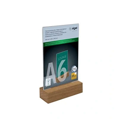 Afbeelding van Sigel TA252 Tafelstatief Voor papierformaat: DIN A6 Glas (helder), Hout 1 stuk(s)