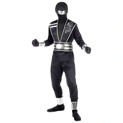Afbeelding van Widmann Ninja &amp; Samurai Kostuum Sneller Dan Zijn Schaduw Zilver Zwarte Jongen Zwart, Maat 128 Carnavalskleding Verkleedkleding