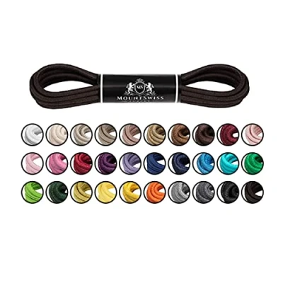 Afbeelding van Mount Swiss Luxury Ronde waterdichte en scheurvaste schoenveters van fijn gewaxt katoen Ø 2 3 mm Kleur donkerbruin Lengte 90 cm