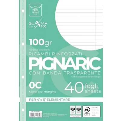 Afbeelding van Pigna 0222370C vervanging met versterkte band, 0C strepen, lijnen voor 4 en 5 primair, 100 g/m² papier, 40 vellen