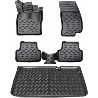 Afbeelding van ELMASLINE 3D Vloermatten &amp; Kofferbakmat voor VW ID.7 (ID7) Tourer/Break 2023 2025 Automat Kofferbak Auto accessoires