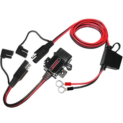 Afbeelding van MOTOPOWER MP0609AA UK 3.1Amp Waterdichte USB oplaadkabel voor motorfiets met SAE stekkerafdekkingen