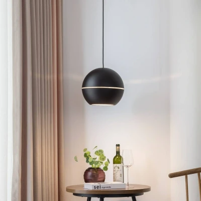 Afbeelding van Lucande hanglamp 1licht Aluminium H: 27 cm E27 zwart, messing