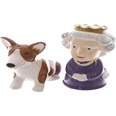 Afbeelding van Set vuile en pepe Regina Elisabetta e cane cagnolino Corgi