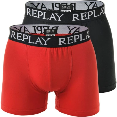 Afbeelding van Replay Boxer Style 01/C Basic CUFF LOGO 2PCS BOX Onderbroeken, Heren, Maat: Large, Red/black