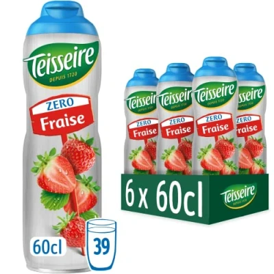Afbeelding van Teisseire Geen suiker, aardbeiensiroop voor verfrissende dranken, cocktails, jerrycan 6 x 60 cl
