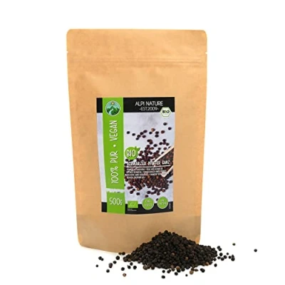 Image de Alpi Nature Poivre Noir BIO 500g, Grains de Entiers pour la Cuisine, Piper Nigrum