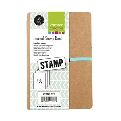 Afbeelding van Vaessen Creative Stamp Journal, kunstboek met 48 pagina&#039;s zonder lijnen om te stempelen, bruin, A5