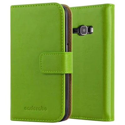 Afbeelding van Cadorabo Hoesje geschikt voor Samsung Galaxy J1 2016 in GRAS GROEN Beschermhoes met magnetische sluiting, standfunctie en kaartvakje Book Case Cover Etui