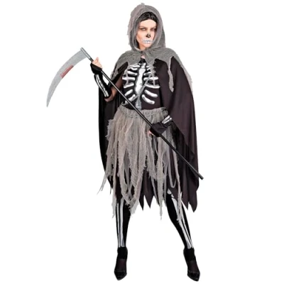 Afbeelding van Widmann Beul &amp; Magere Hein Kostuum Dementor Vrouw Zwart, Grijs XL Carnavalskleding Verkleedkleding