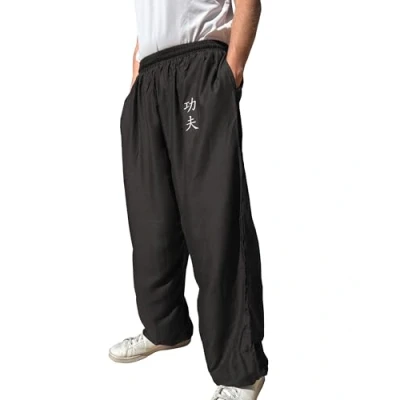 Afbeelding van TAO MARTIAL Kung Fu Style Tai Chi en Wing Chun broek met losse zakken van viscose, V3, Zwart
