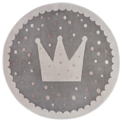 Afbeelding van Vloerkleed Kids Crown Rond Grijs Ø 140 Cm Home Collectie Dekbed Discounter.nl