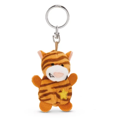 Afbeelding van sleutelhanger kat gestreept met ster 5 cm bruin een trouwe metgezel voor rugzak of tas, groot en klein 62088